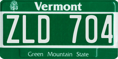 VT license plate ZLD704