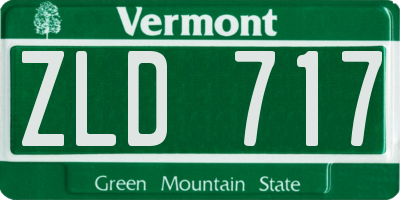 VT license plate ZLD717