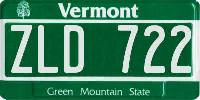 VT license plate ZLD722