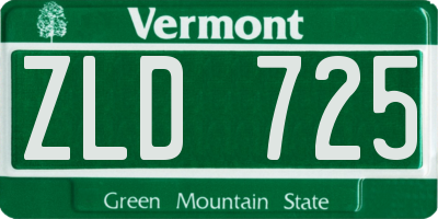 VT license plate ZLD725