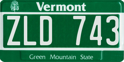 VT license plate ZLD743