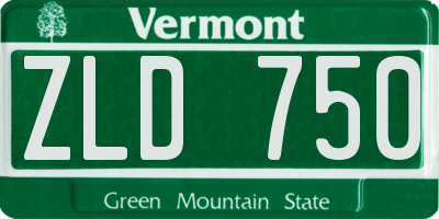 VT license plate ZLD750