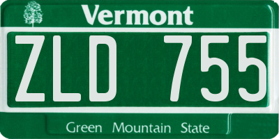 VT license plate ZLD755