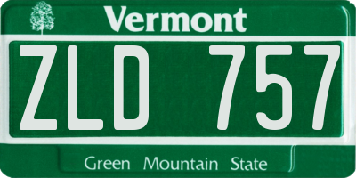 VT license plate ZLD757