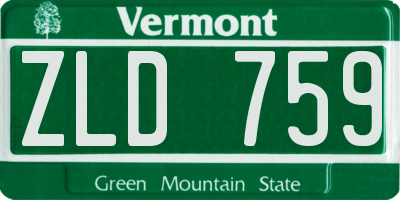 VT license plate ZLD759