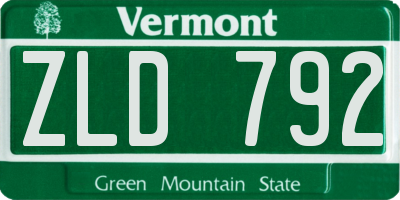 VT license plate ZLD792