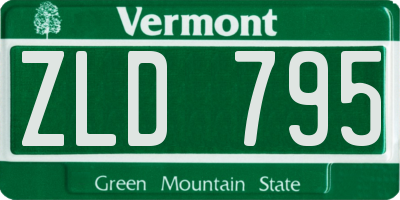 VT license plate ZLD795