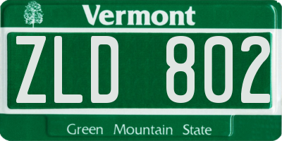 VT license plate ZLD802