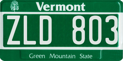 VT license plate ZLD803
