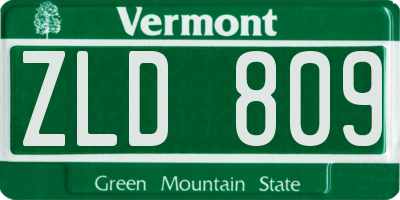 VT license plate ZLD809