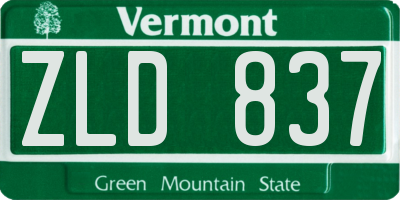 VT license plate ZLD837