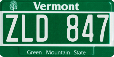 VT license plate ZLD847