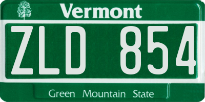 VT license plate ZLD854