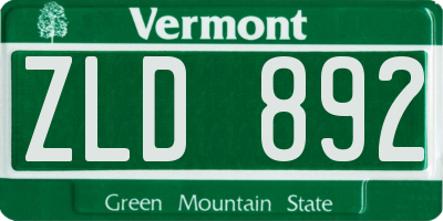 VT license plate ZLD892