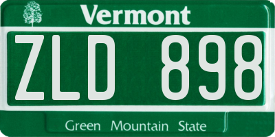 VT license plate ZLD898