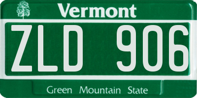 VT license plate ZLD906