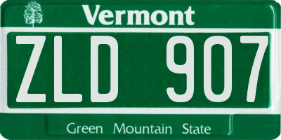 VT license plate ZLD907