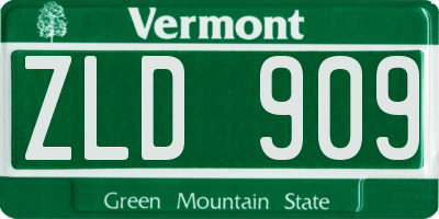 VT license plate ZLD909