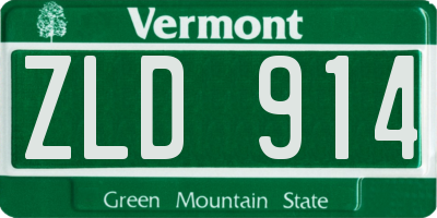 VT license plate ZLD914