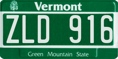 VT license plate ZLD916