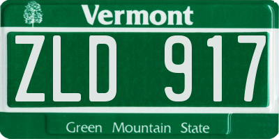 VT license plate ZLD917