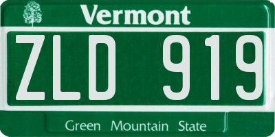 VT license plate ZLD919