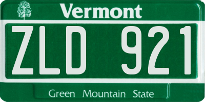 VT license plate ZLD921
