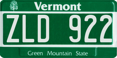 VT license plate ZLD922