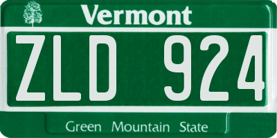 VT license plate ZLD924