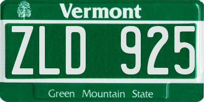 VT license plate ZLD925