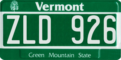 VT license plate ZLD926