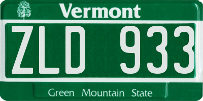 VT license plate ZLD933