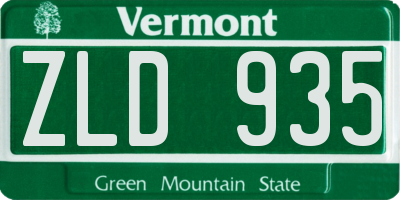 VT license plate ZLD935