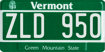 VT license plate ZLD950