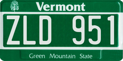 VT license plate ZLD951