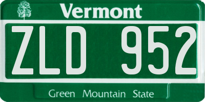 VT license plate ZLD952