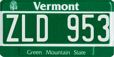 VT license plate ZLD953