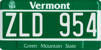 VT license plate ZLD954