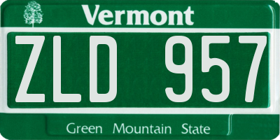 VT license plate ZLD957
