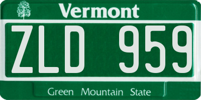 VT license plate ZLD959