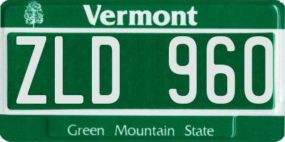 VT license plate ZLD960