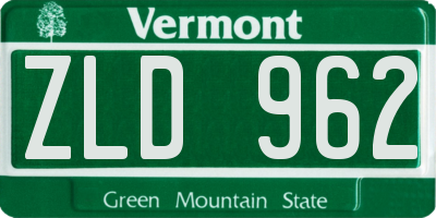 VT license plate ZLD962
