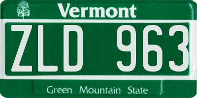 VT license plate ZLD963