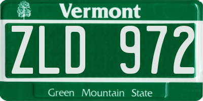 VT license plate ZLD972