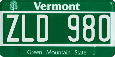 VT license plate ZLD980