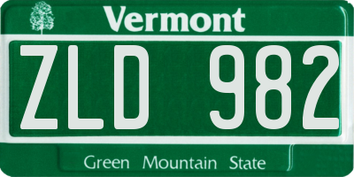 VT license plate ZLD982