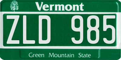 VT license plate ZLD985