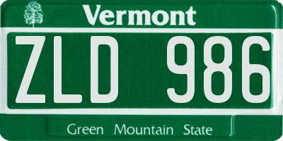 VT license plate ZLD986