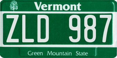 VT license plate ZLD987
