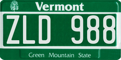 VT license plate ZLD988